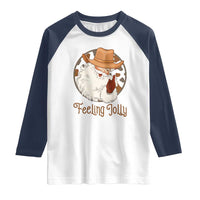 Black Cowboy Santa Christmas Raglan Shirt Feeling Jolly - Wonder Print Shop