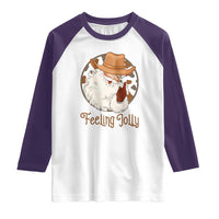 Black Cowboy Santa Christmas Raglan Shirt Feeling Jolly - Wonder Print Shop