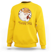 Black Cowboy Santa Christmas Sweatshirt Feeling Jolly - Wonder Print Shop