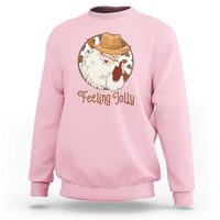 Black Cowboy Santa Christmas Sweatshirt Feeling Jolly - Wonder Print Shop