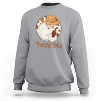 Black Cowboy Santa Christmas Sweatshirt Feeling Jolly - Wonder Print Shop