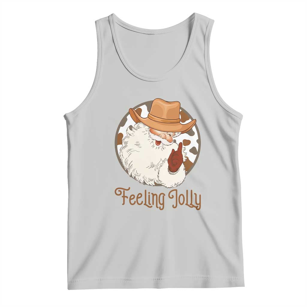 Black Cowboy Santa Christmas Tank Top Feeling Jolly - Wonder Print Shop