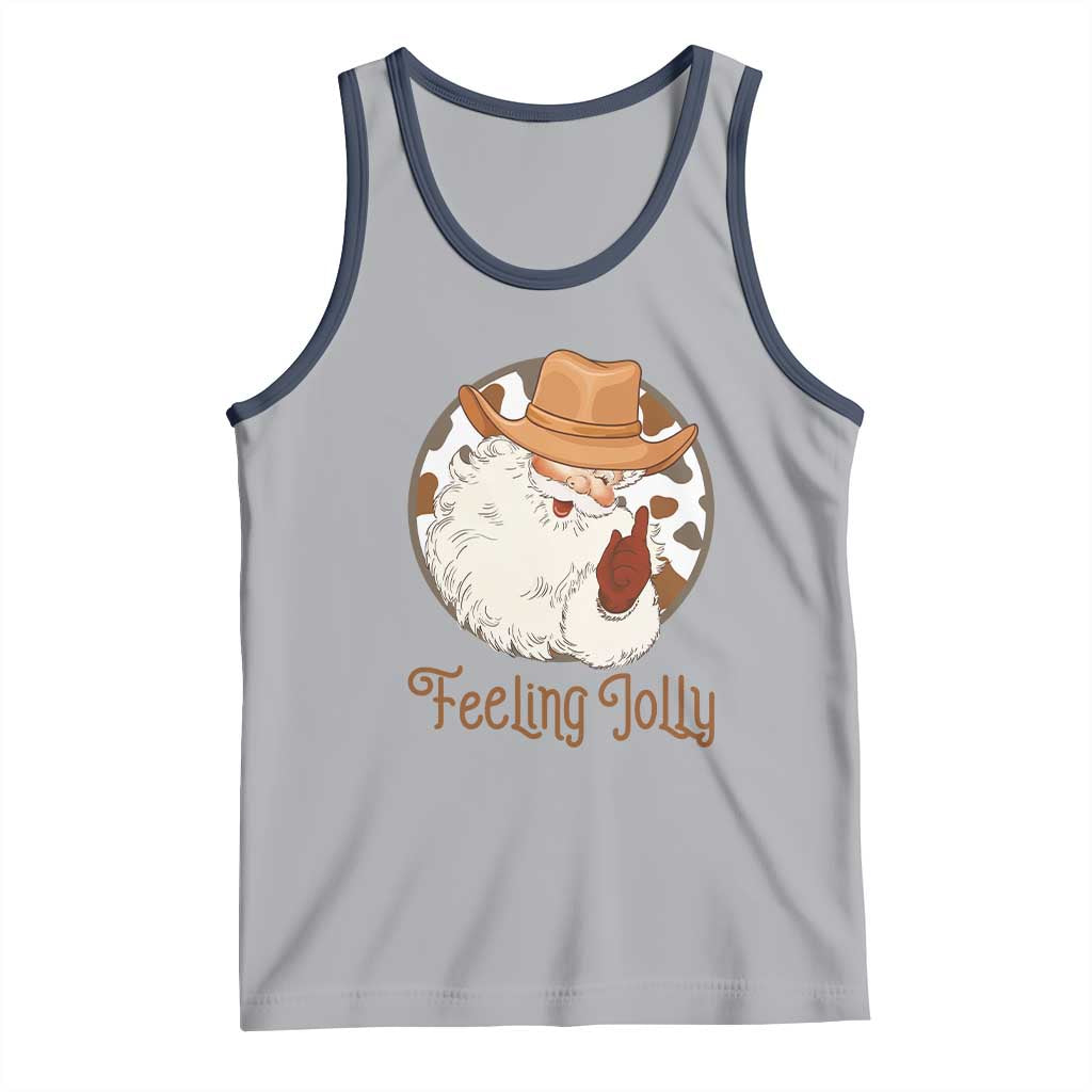 Black Cowboy Santa Christmas Tank Top Feeling Jolly - Wonder Print Shop