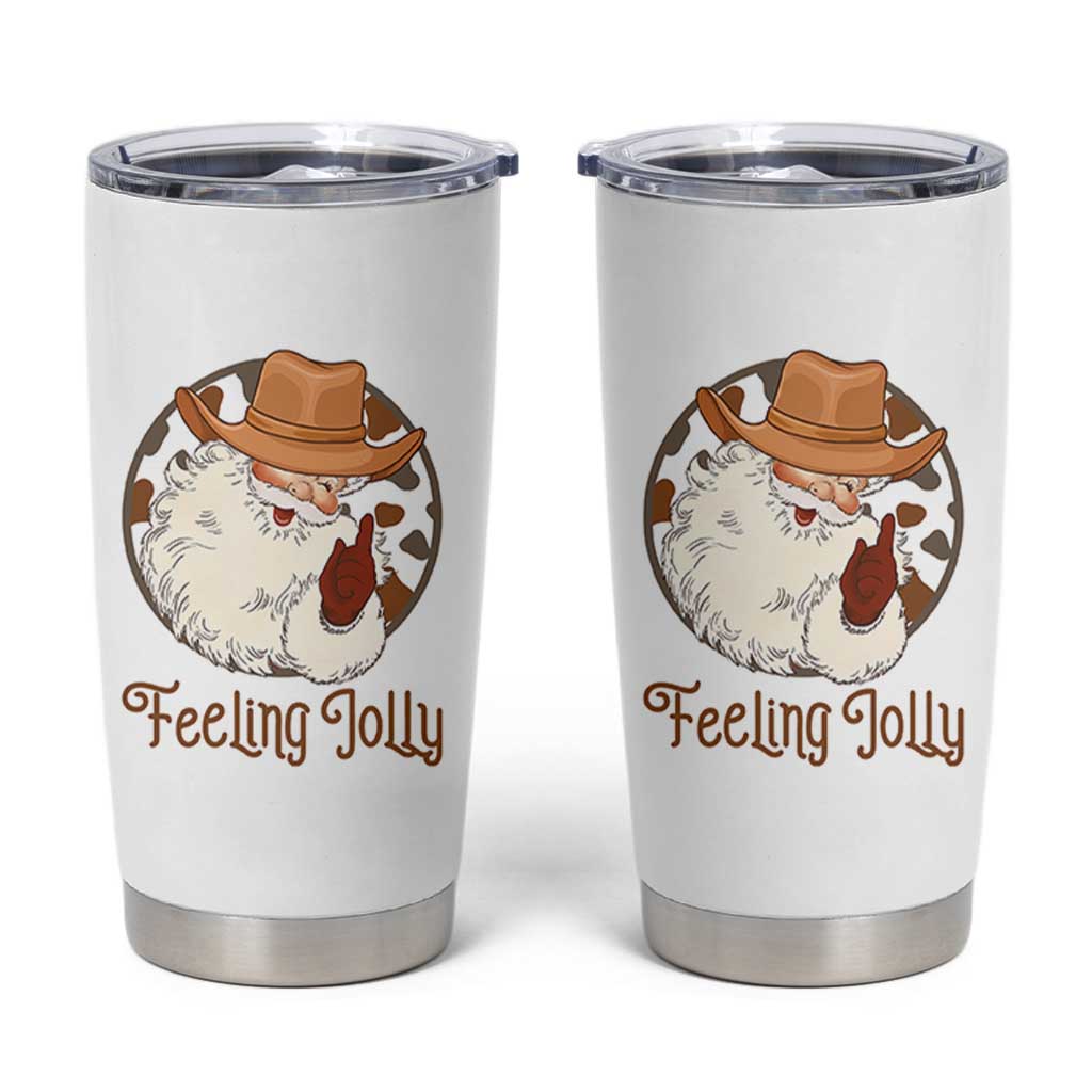Black Cowboy Santa Christmas Tumbler Cup Feeling Jolly - Wonder Print Shop