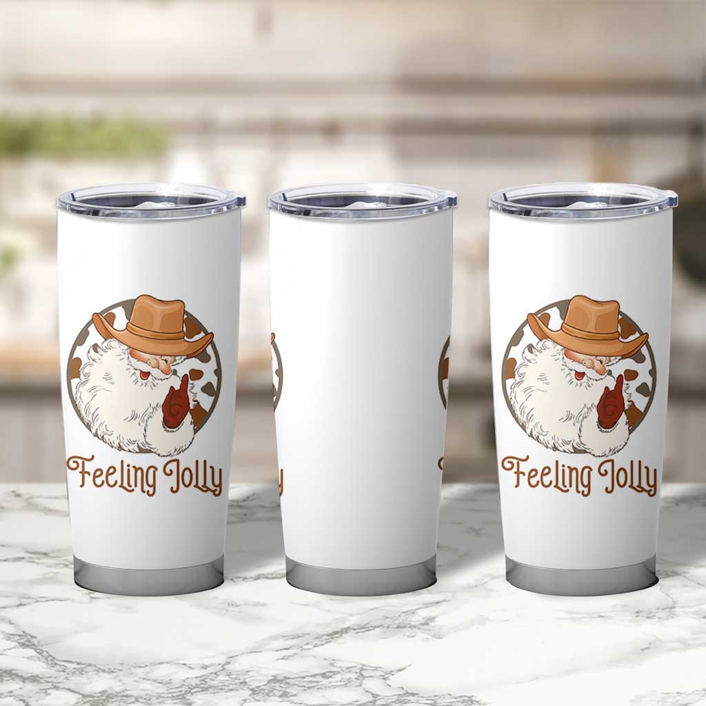 Black Cowboy Santa Christmas Tumbler Cup Feeling Jolly - Wonder Print Shop