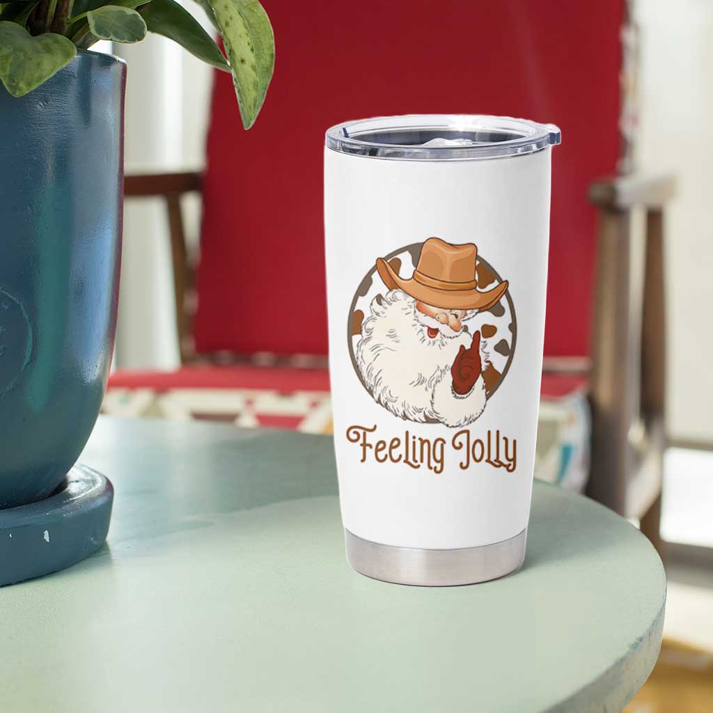 Black Cowboy Santa Christmas Tumbler Cup Feeling Jolly - Wonder Print Shop