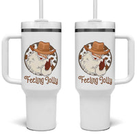Black Cowboy Santa Christmas Tumbler With Handle Feeling Jolly - Wonder Print Shop
