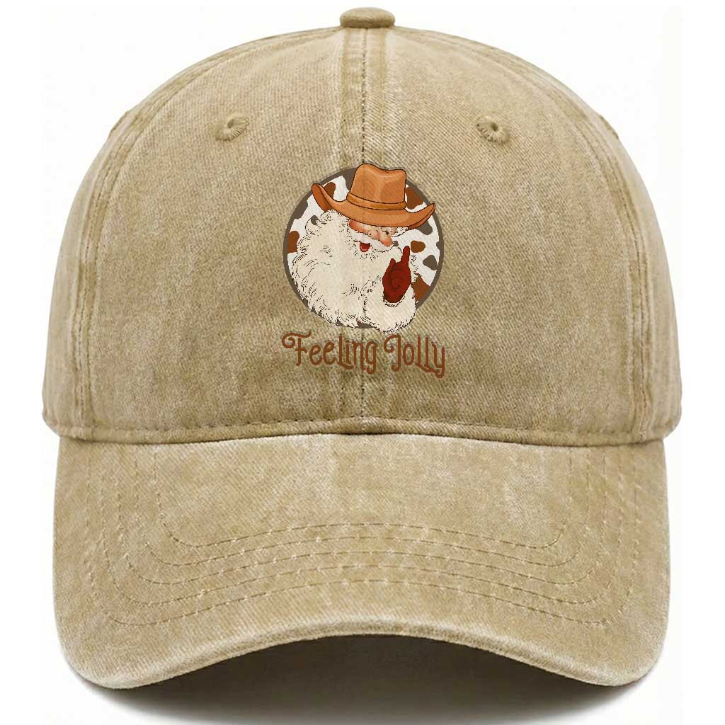 Black Cowboy Santa Christmas Washed Cotton Baseball Cap Feeling Jolly