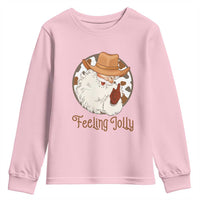 Black Cowboy Santa Christmas Youth Sweatshirt Feeling Jolly - Wonder Print Shop
