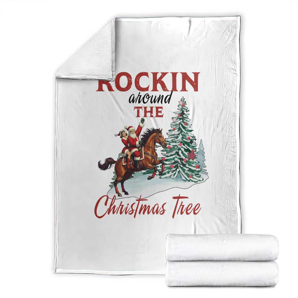 Cowboy Santa Western Christmas Throw Blanket Rockin Around The Xmas Tree - Wonder Print Shop