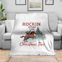 Cowboy Santa Western Christmas Throw Blanket Rockin Around The Xmas Tree - Wonder Print Shop