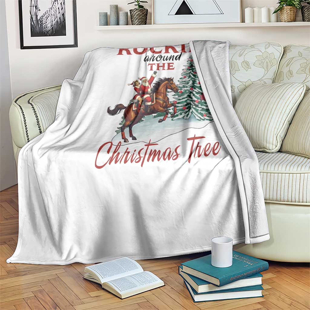 Cowboy Santa Western Christmas Throw Blanket Rockin Around The Xmas Tree - Wonder Print Shop