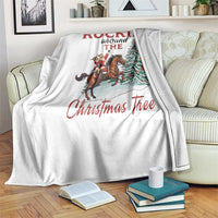 Cowboy Santa Western Christmas Throw Blanket Rockin Around The Xmas Tree - Wonder Print Shop