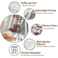 Cowboy Santa Western Christmas Throw Blanket Rockin Around The Xmas Tree - Wonder Print Shop