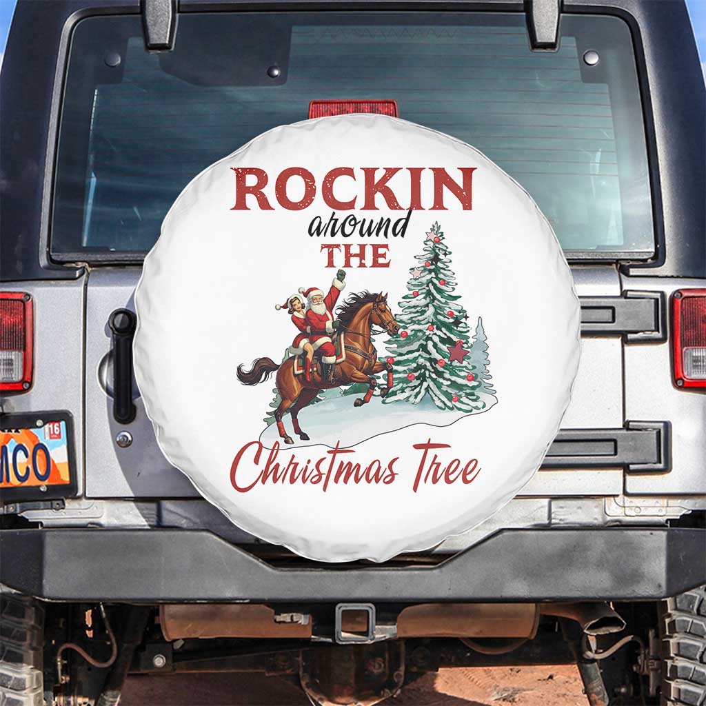 Cowboy Santa Western Christmas Spare Tire Cover Rockin Around The Xmas Tree - Wonder Print Shop
