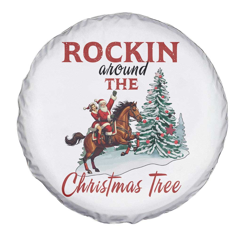 Cowboy Santa Western Christmas Spare Tire Cover Rockin Around The Xmas Tree - Wonder Print Shop