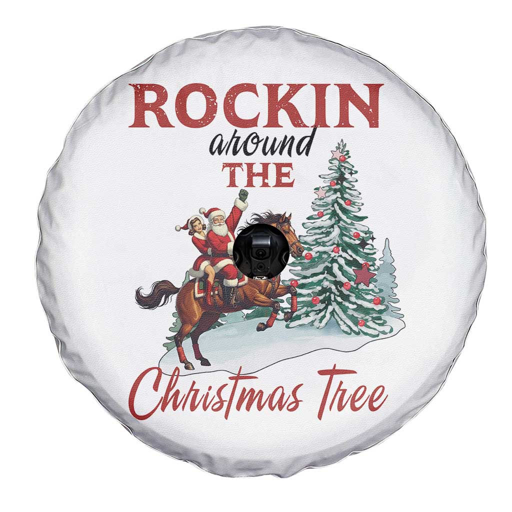 Cowboy Santa Western Christmas Spare Tire Cover Rockin Around The Xmas Tree - Wonder Print Shop