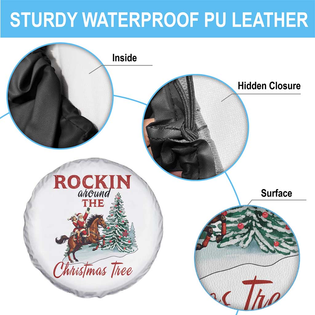 Cowboy Santa Western Christmas Spare Tire Cover Rockin Around The Xmas Tree - Wonder Print Shop