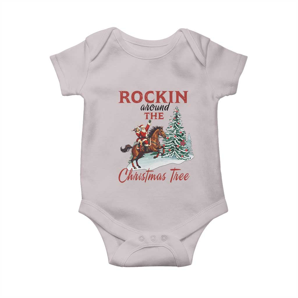 Cowboy Santa Western Christmas Baby Onesie Rockin Around The Xmas Tree - Wonder Print Shop