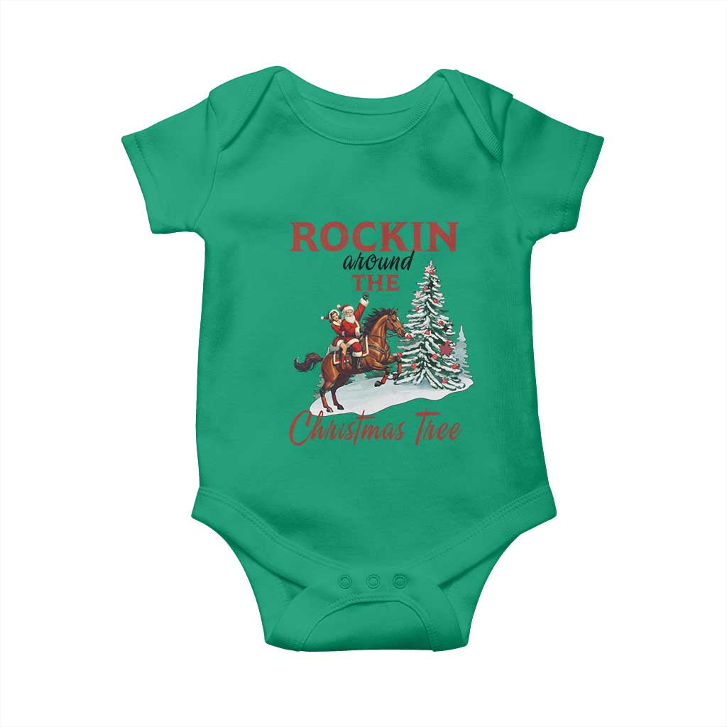 Cowboy Santa Western Christmas Baby Onesie Rockin Around The Xmas Tree - Wonder Print Shop