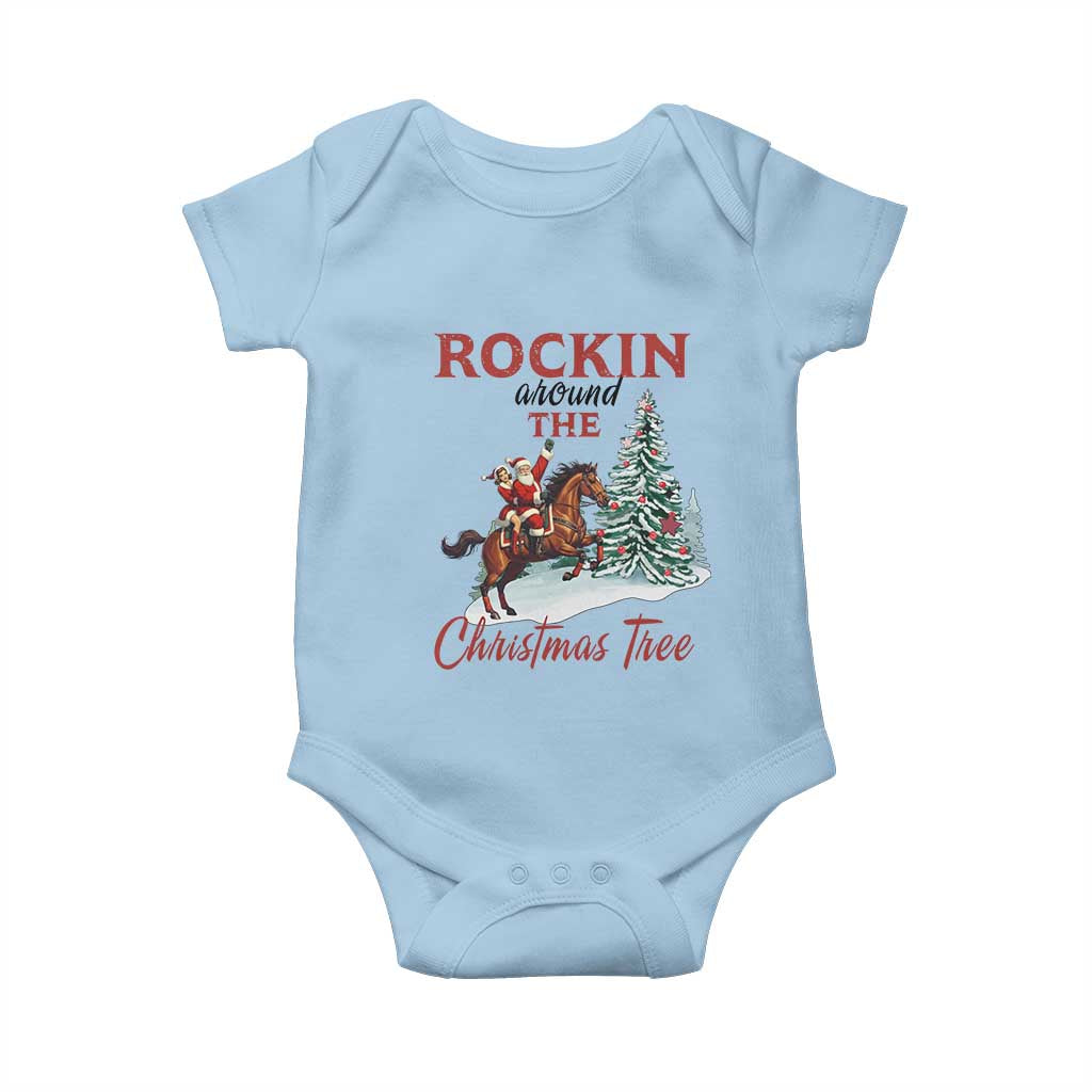 Cowboy Santa Western Christmas Baby Onesie Rockin Around The Xmas Tree - Wonder Print Shop