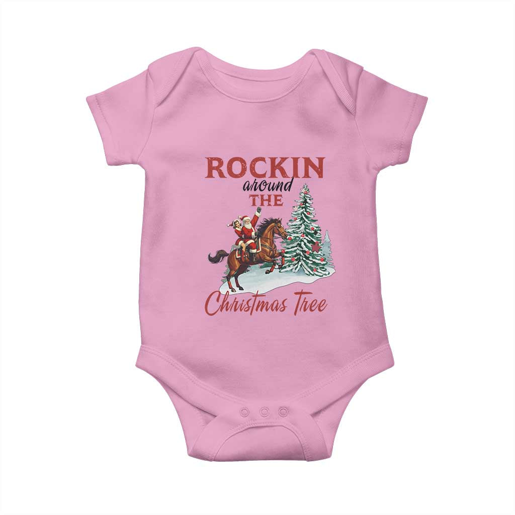 Cowboy Santa Western Christmas Baby Onesie Rockin Around The Xmas Tree - Wonder Print Shop