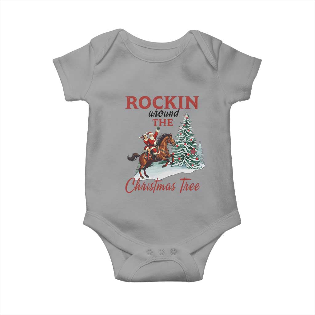 Cowboy Santa Western Christmas Baby Onesie Rockin Around The Xmas Tree - Wonder Print Shop
