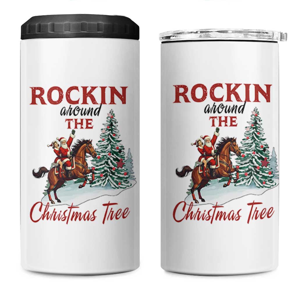 Cowboy Santa Western Christmas 4 in 1 Can Cooler Tumbler Rockin Around The Xmas Tree - Wonder Print Shop