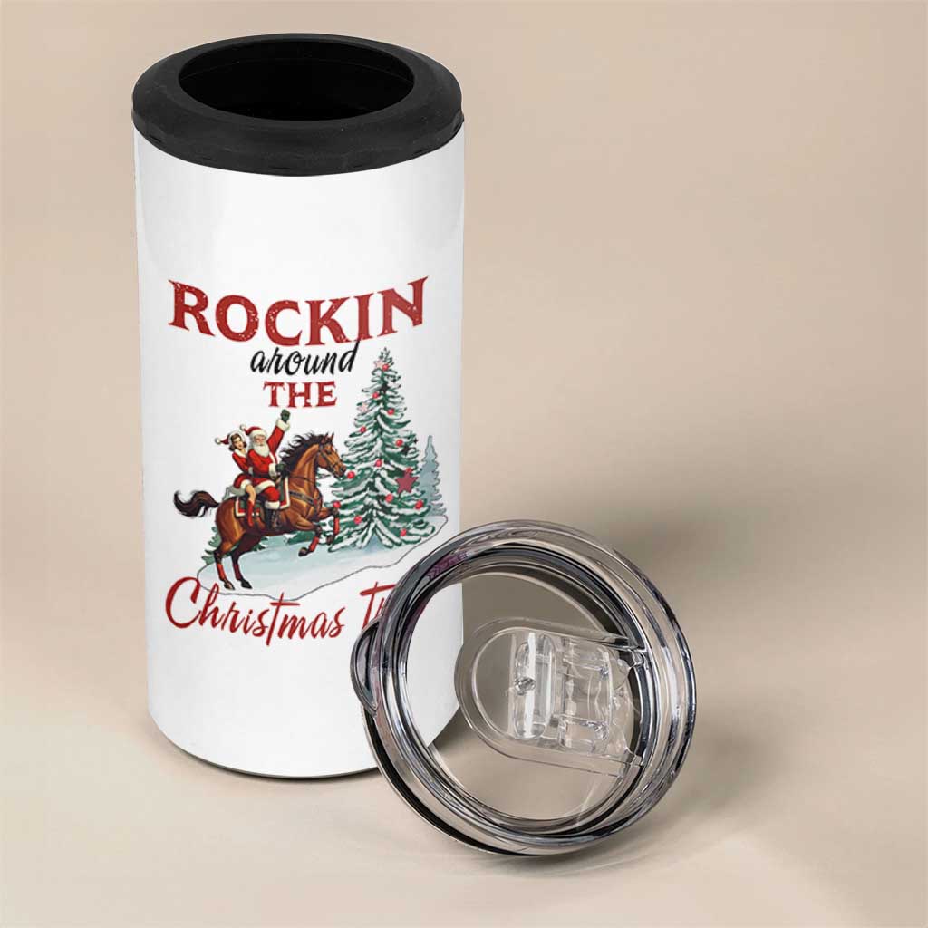 Cowboy Santa Western Christmas 4 in 1 Can Cooler Tumbler Rockin Around The Xmas Tree - Wonder Print Shop