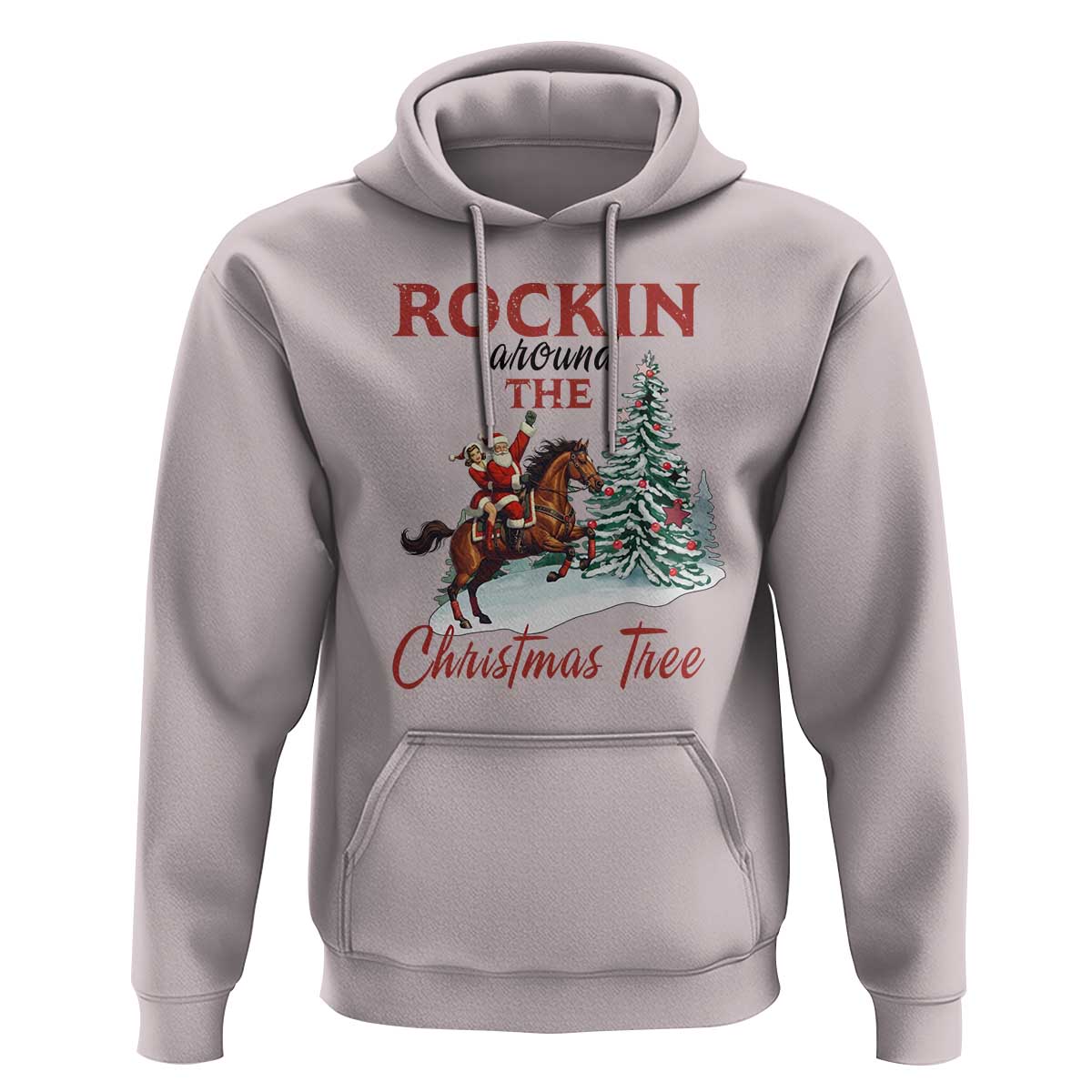 Cowboy Santa Western Christmas Hoodie Rockin Around The Xmas Tree - Wonder Print Shop