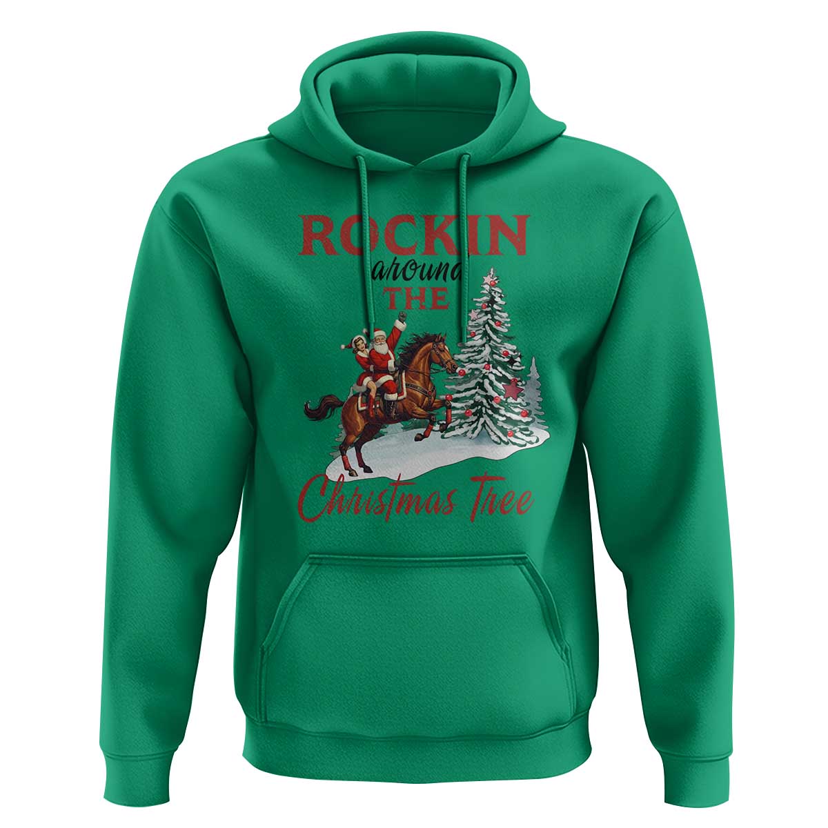 Cowboy Santa Western Christmas Hoodie Rockin Around The Xmas Tree - Wonder Print Shop