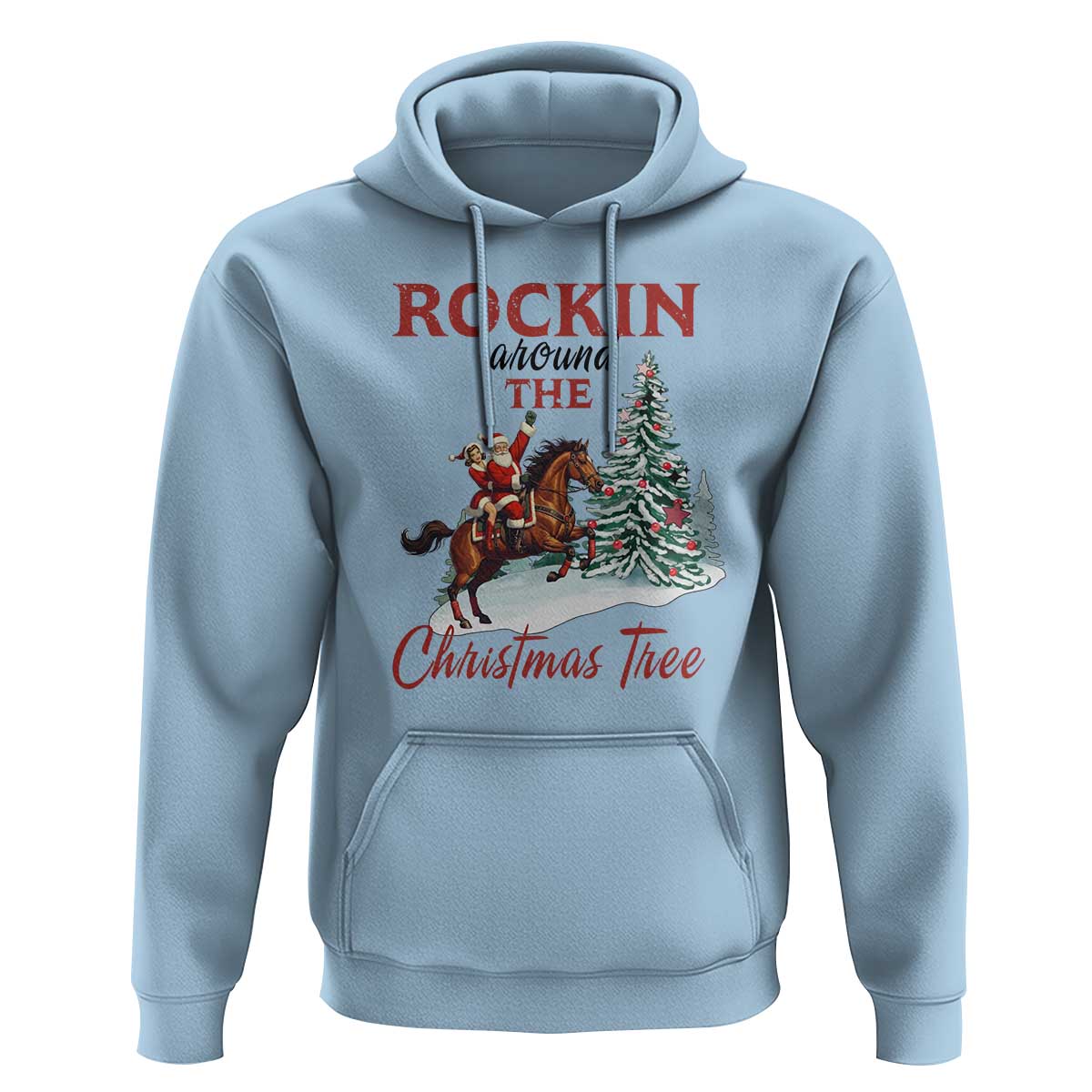 Cowboy Santa Western Christmas Hoodie Rockin Around The Xmas Tree - Wonder Print Shop