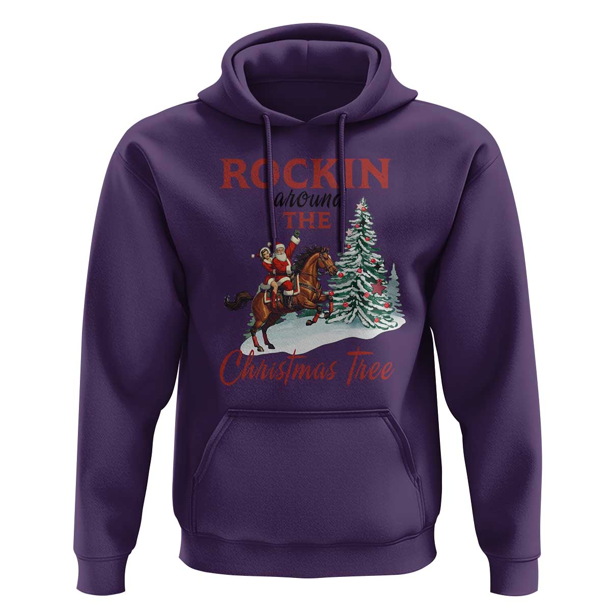 Cowboy Santa Western Christmas Hoodie Rockin Around The Xmas Tree - Wonder Print Shop