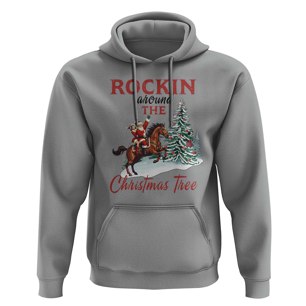 Cowboy Santa Western Christmas Hoodie Rockin Around The Xmas Tree - Wonder Print Shop