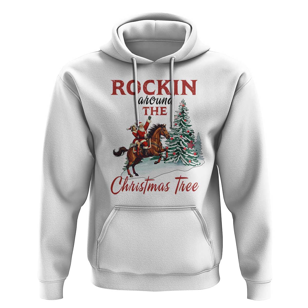 Cowboy Santa Western Christmas Hoodie Rockin Around The Xmas Tree - Wonder Print Shop