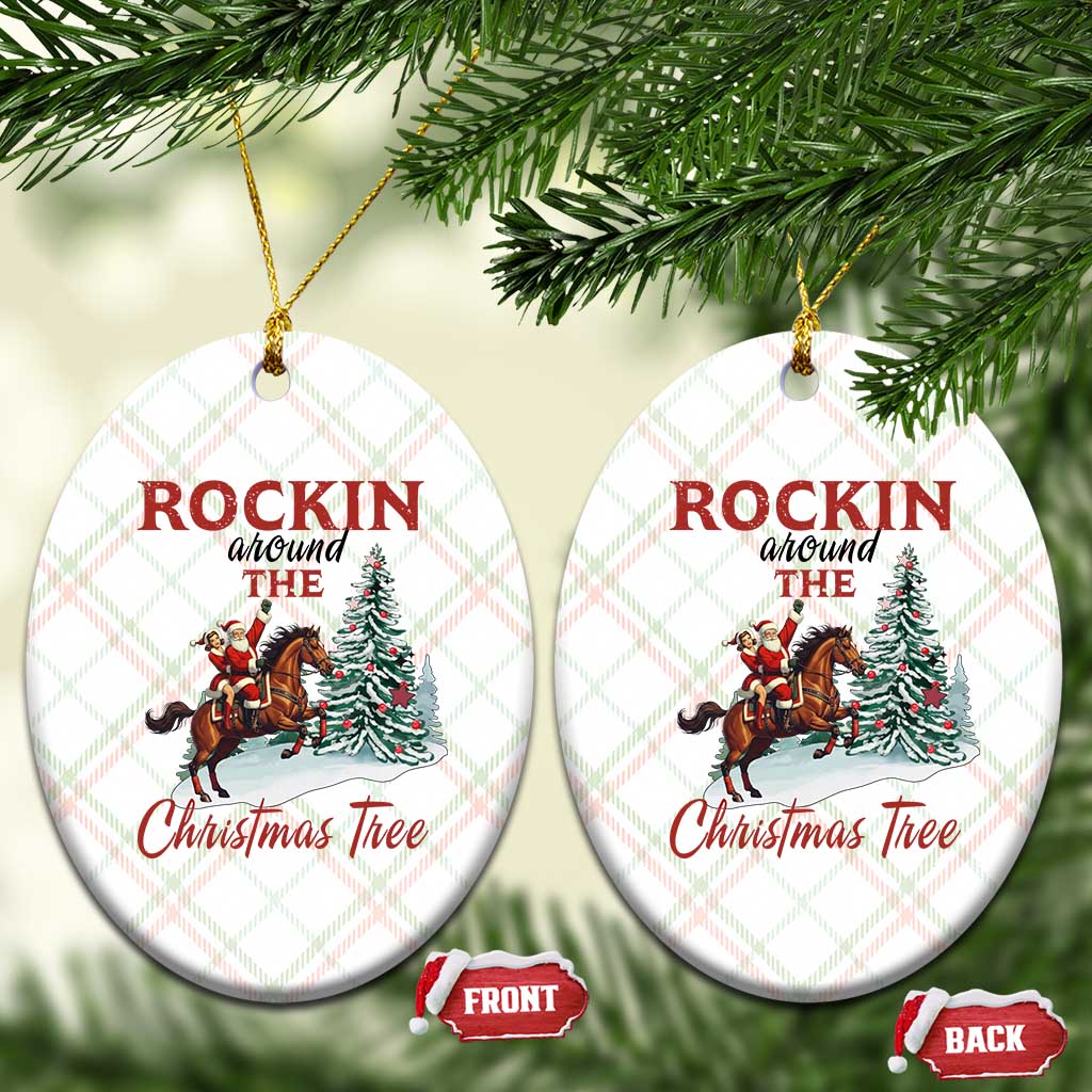 Cowboy Santa Western Christmas Ceramic Ornament Rockin Around The Xmas Tree - Wonder Print Shop