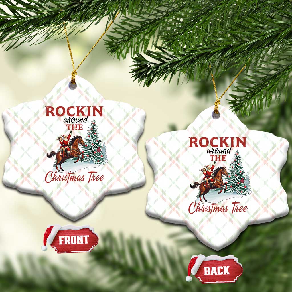 Cowboy Santa Western Christmas Ceramic Ornament Rockin Around The Xmas Tree - Wonder Print Shop
