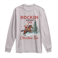 Cowboy Santa Western Christmas Long Sleeve Shirt Rockin Around The Xmas Tree - Wonder Print Shop