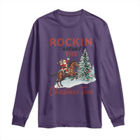 Cowboy Santa Western Christmas Long Sleeve Shirt Rockin Around The Xmas Tree - Wonder Print Shop