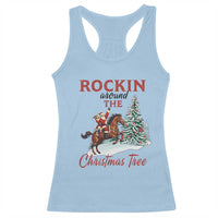 Cowboy Santa Western Christmas Racerback Tank Top Rockin Around The Xmas Tree - Wonder Print Shop