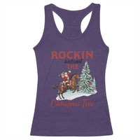 Cowboy Santa Western Christmas Racerback Tank Top Rockin Around The Xmas Tree - Wonder Print Shop