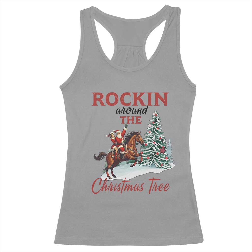 Cowboy Santa Western Christmas Racerback Tank Top Rockin Around The Xmas Tree - Wonder Print Shop