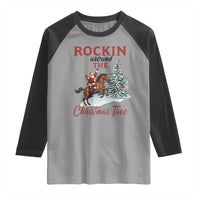 Cowboy Santa Western Christmas Raglan Shirt Rockin Around The Xmas Tree - Wonder Print Shop