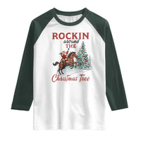 Cowboy Santa Western Christmas Raglan Shirt Rockin Around The Xmas Tree - Wonder Print Shop