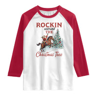 Cowboy Santa Western Christmas Raglan Shirt Rockin Around The Xmas Tree - Wonder Print Shop