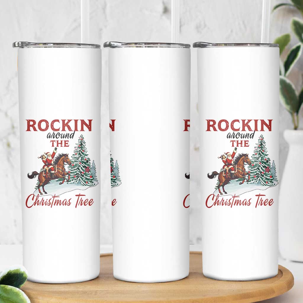 Cowboy Santa Western Christmas Skinny Tumbler Rockin Around The Xmas Tree - Wonder Print Shop