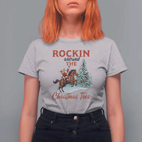 Cowboy Santa Western Christmas T Shirt For Women Rockin Around The Xmas Tree - Wonder Print Shop
