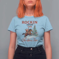 Cowboy Santa Western Christmas T Shirt For Women Rockin Around The Xmas Tree - Wonder Print Shop