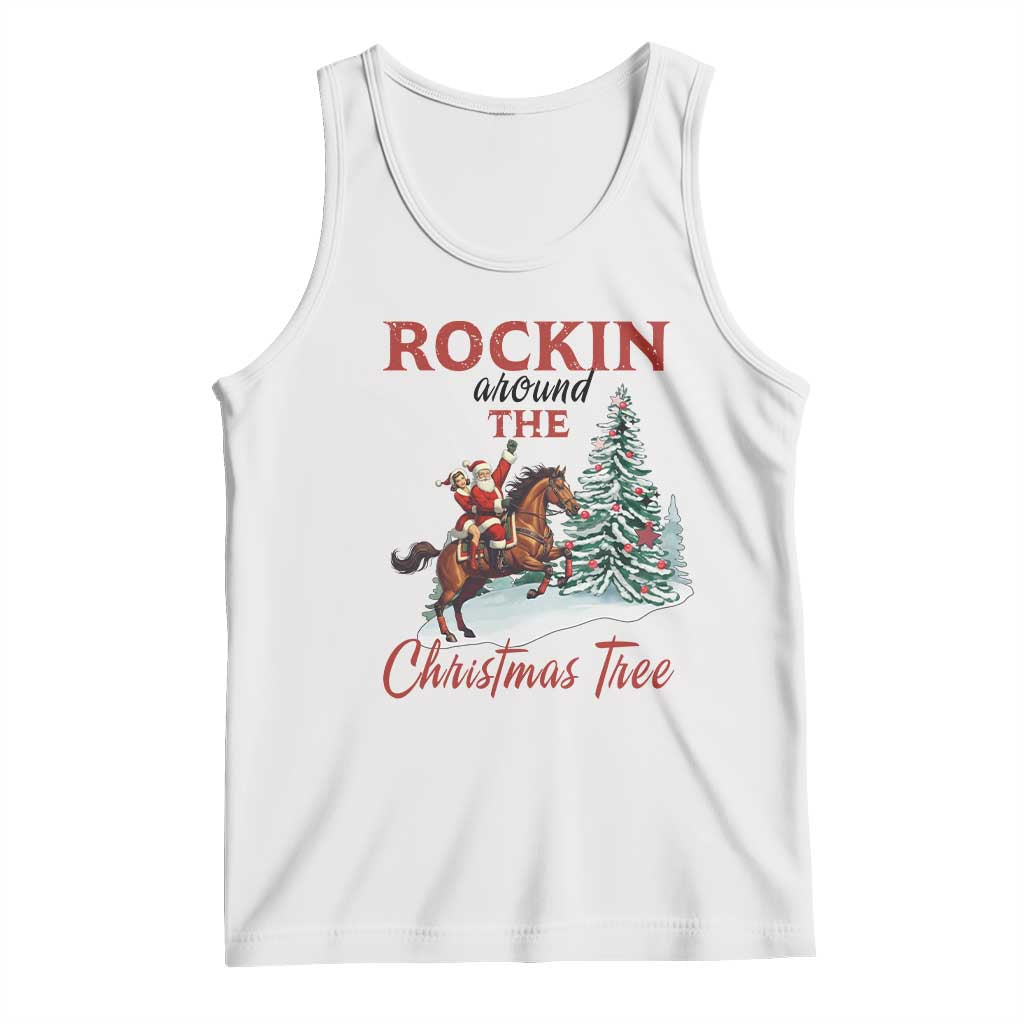 Cowboy Santa Western Christmas Tank Top Rockin Around The Xmas Tree - Wonder Print Shop