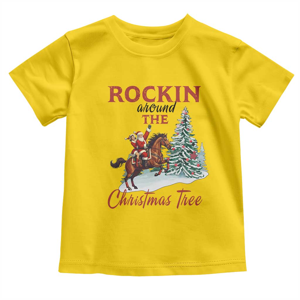 Cowboy Santa Western Christmas Toddler T Shirt Rockin Around The Xmas Tree - Wonder Print Shop